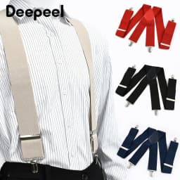 1Pc Deepeel Men's X-shaped Suspenders 5cm Wide Adult Elastic Braces 4 Clips Adjust Strap Suit Trousers Suspender Accessories