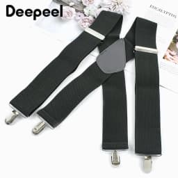 1Pc Deepeel Men's X-shaped Suspenders 5cm Wide Adult Elastic Braces 4 Clips Adjust Strap Suit Trousers Suspender Accessories