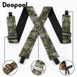 Deepeel 5*115cm Camouflage Men's Suspender 4 Clips X-Type High Elastic Adjustable Wide Suspenders Heavy Duty Trouser Pants Brace