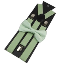 Elastic Leather Suspenders Bowtie Set Braces Men Women Brown Adjustable Braces Straps For Wedding Y-Back Shirt Accessories