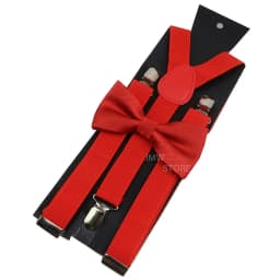 Elastic Leather Suspenders Bowtie Set Braces Men Women Brown Adjustable Braces Straps For Wedding Y-Back Shirt Accessories