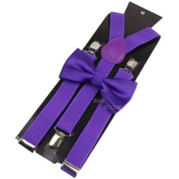 Elastic Leather Suspenders Bowtie Set Braces Men Women Brown Adjustable Braces Straps For Wedding Y-Back Shirt Accessories
