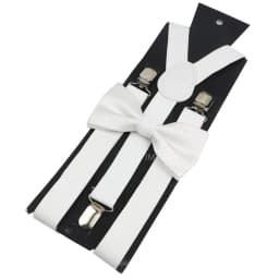 Elastic Leather Suspenders Bowtie Set Braces Men Women Brown Adjustable Braces Straps For Wedding Y-Back Shirt Accessories