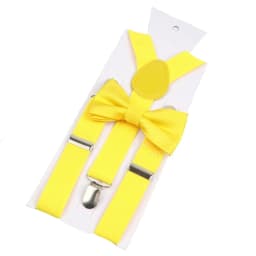 Elastic Leather Suspenders Bowtie Set Braces Men Women Brown Adjustable Braces Straps For Wedding Y-Back Shirt Accessories