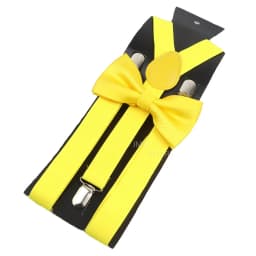 Elastic Leather Suspenders Bowtie Set Braces Men Women Brown Adjustable Braces Straps For Wedding Y-Back Shirt Accessories