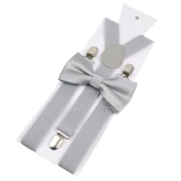 Elastic Leather Suspenders Bowtie Set Braces Men Women Brown Adjustable Braces Straps For Wedding Y-Back Shirt Accessories