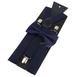Elastic Leather Suspenders Bowtie Set Braces Men Women Brown Adjustable Braces Straps For Wedding Y-Back Shirt Accessories