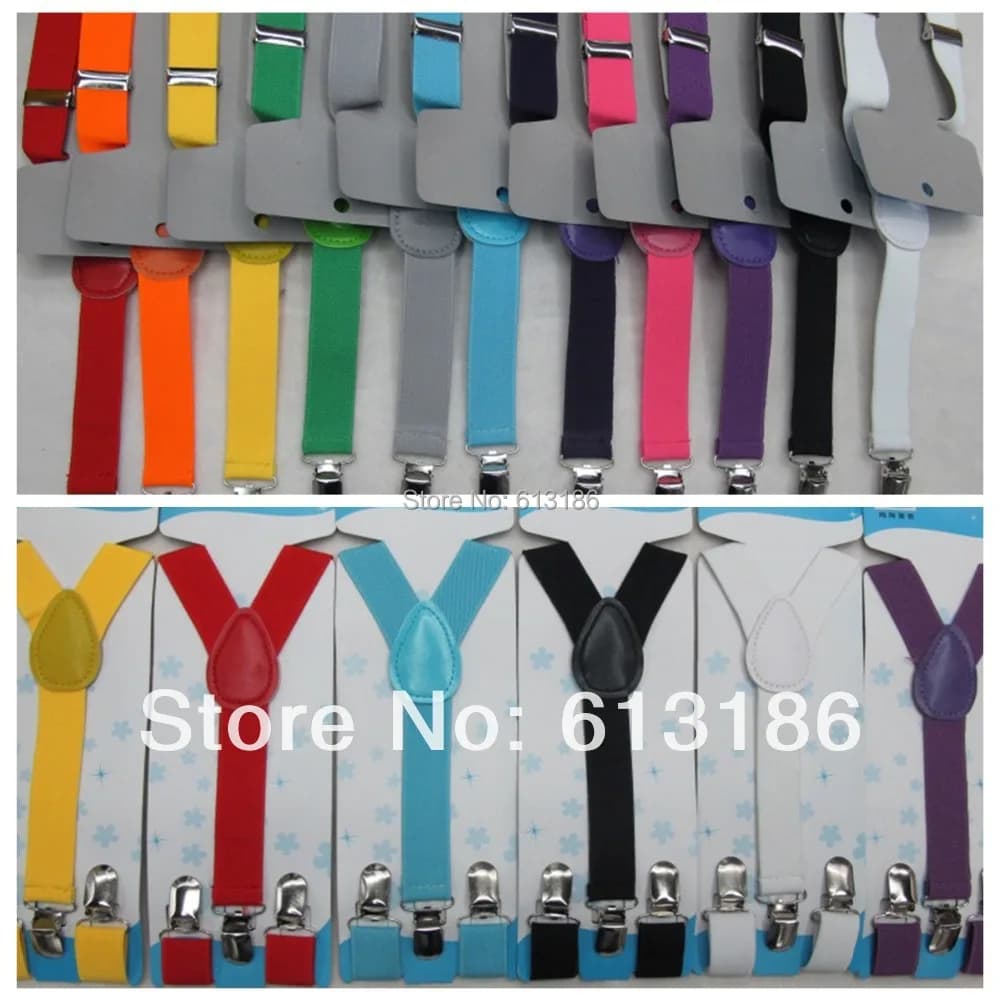 2021 New Fashion Black Plain Color Children /Kids Adjustable Clip-on Y-back Suspenders Braces For Boy and Girls For 1-8 Years