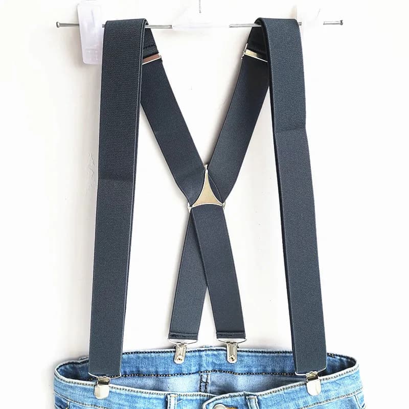 L XL XXLsize Dark gray men's suspender 3.5 cm width adjustable elastic X back clips on pants braces for men and women