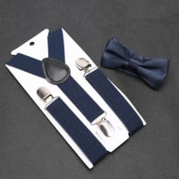 Kids Suspenders for Pants Bowtie Set Matching Tuxedo Suit Boy Girl Childs Black Adjustable Y-Back Brace Belt Wedding Accessories