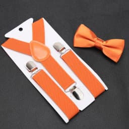 Kids Suspenders for Pants Bowtie Set Matching Tuxedo Suit Boy Girl Childs Black Adjustable Y-Back Brace Belt Wedding Accessories