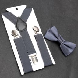 Kids Suspenders for Pants Bowtie Set Matching Tuxedo Suit Boy Girl Childs Black Adjustable Y-Back Brace Belt Wedding Accessories