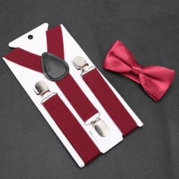 Kids Suspenders for Pants Bowtie Set Matching Tuxedo Suit Boy Girl Childs Black Adjustable Y-Back Brace Belt Wedding Accessories