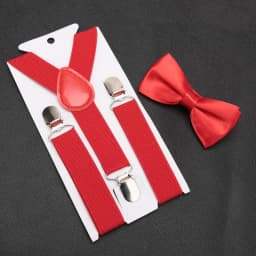 Kids Suspenders for Pants Bowtie Set Matching Tuxedo Suit Boy Girl Childs Black Adjustable Y-Back Brace Belt Wedding Accessories