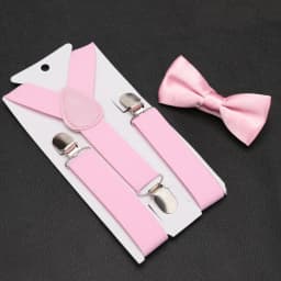 Kids Suspenders for Pants Bowtie Set Matching Tuxedo Suit Boy Girl Childs Black Adjustable Y-Back Brace Belt Wedding Accessories