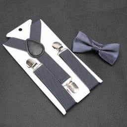 Kids Suspenders for Pants Bowtie Set Matching Tuxedo Suit Boy Girl Childs Black Adjustable Y-Back Brace Belt Wedding Accessories