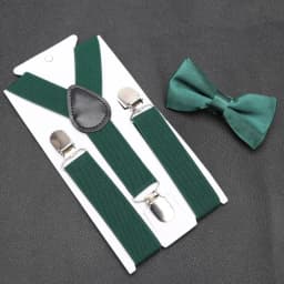 Kids Suspenders for Pants Bowtie Set Matching Tuxedo Suit Boy Girl Childs Black Adjustable Y-Back Brace Belt Wedding Accessories