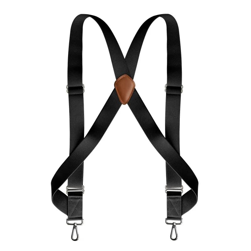 Trucker Suspenders for Men Work Heavy Duty 3.5cm Wide X-Back with 2 Side Hooks Clips Adjustable Elastic Big Tall Trouser Braces