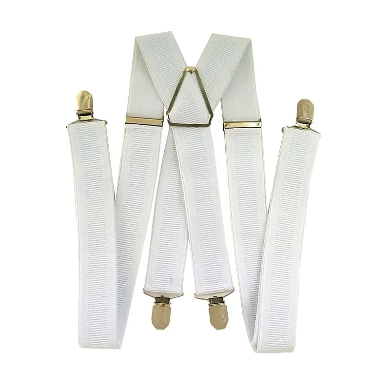 Bright White Rib Color Suspenders for Men Women New Arrival 3.5 Width X Back Adult Suspender