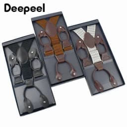 Men's Suspenders 6 Clips Wide Braces Corn Teeth Elastic Male Jockstrap Pants Suspender for Men Business Suit Mens Accessories