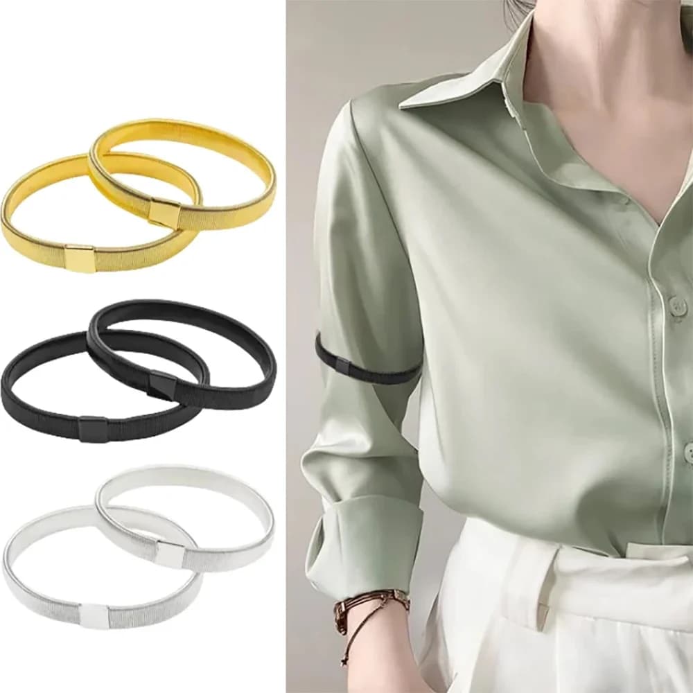 2pcs/pair Sleeve Garters Anti-Slip Shirt Sleeve Holders Garters Stretch Metal Armbands Sleeve Garters for Women Men