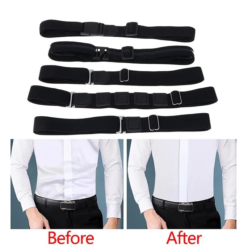 Men's Adjustable Elastic Shirt Stay Belt Keep Shirt Tucked It in All Day