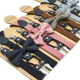 Solid Color Bowknot Elastic Leather Suspenders Braces Men Women Adjustable Straps For Wedding Suit Skirt Accessories Gift