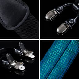 Fashion Men's Suspenders Bow Tie Pocket Square Set Classic 6 Clips Y Shape Suspenders For Wedding Party DiBanGu
