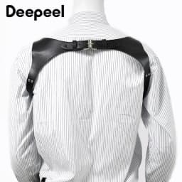 Deepeel Adult Men's Suspenders Faux Leather Goth Men Suspender Adjustable Shoulder Strap Braces Harness Man Belt Accessories