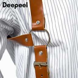 Deepeel Adult Men's Suspenders Faux Leather Goth Men Suspender Adjustable Shoulder Strap Braces Harness Man Belt Accessories