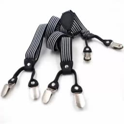 New Suspenders Black Leather 6 Clips Braces Male Vintage Adult Suspensorio Trousers Strap Father/Husband's Gift 2.5*120cm