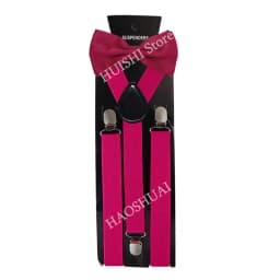 HUISHI Fashion Plain Black Suspenders for Men Navy Red Burgundy Braces Unisex Strap Bretels Mannen Women Bow Tie Suspenders Blue