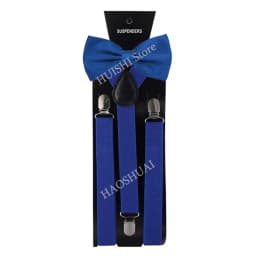HUISHI Fashion Plain Black Suspenders for Men Navy Red Burgundy Braces Unisex Strap Bretels Mannen Women Bow Tie Suspenders Blue