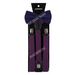 HUISHI Fashion Plain Black Suspenders for Men Navy Red Burgundy Braces Unisex Strap Bretels Mannen Women Bow Tie Suspenders Blue
