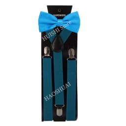 HUISHI Fashion Plain Black Suspenders for Men Navy Red Burgundy Braces Unisex Strap Bretels Mannen Women Bow Tie Suspenders Blue