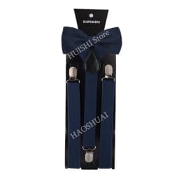 HUISHI Fashion Plain Black Suspenders for Men Navy Red Burgundy Braces Unisex Strap Bretels Mannen Women Bow Tie Suspenders Blue