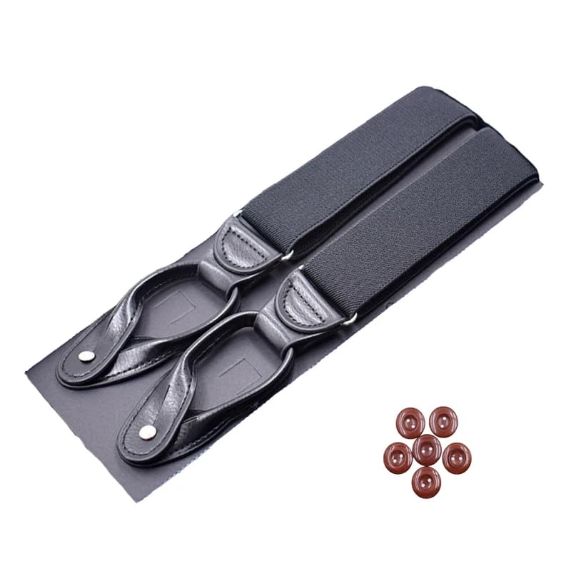 JIERKU Buttons Suspenders Man's Braces Unisex Black Leather Suspenders New Y-Back Ligas Tirantes 3.5*120cm 8 Colors
