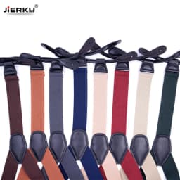JIERKU Buttons Suspenders Man's Braces Unisex Black Leather Suspenders New Y-Back Ligas Tirantes 3.5*120cm 8 Colors
