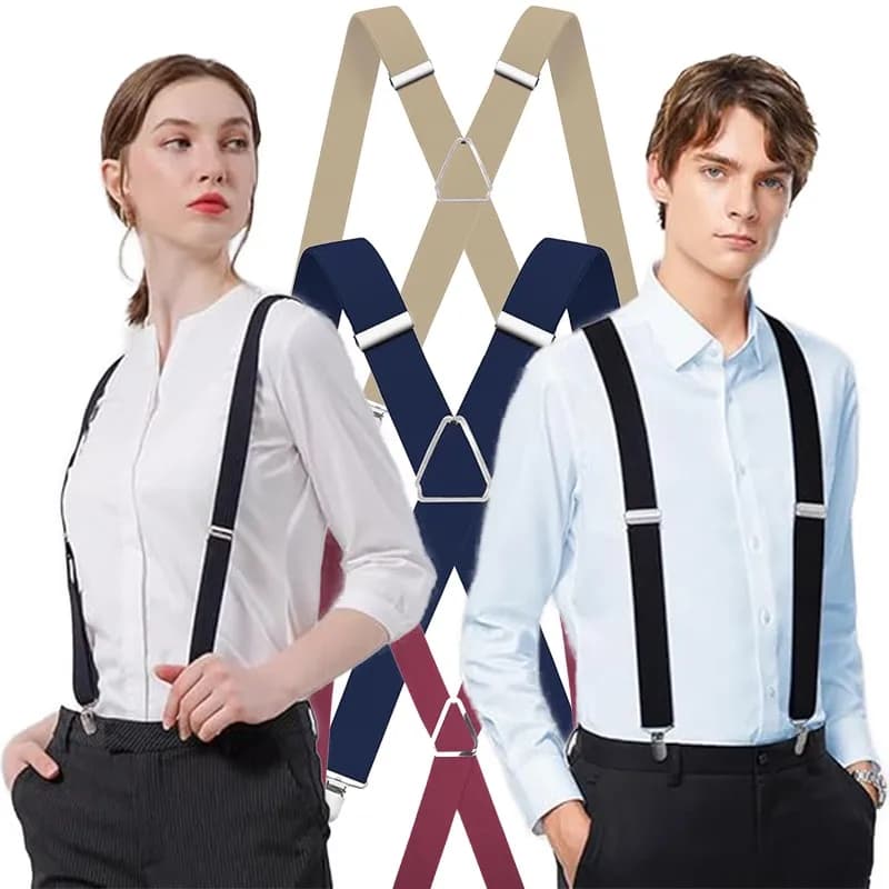 Elastic Polyester Suspenders Men 4 Clips Vintage Men's Women Suspender Trousers Wedding Suspension For Skirts Suspenders 4 Clip