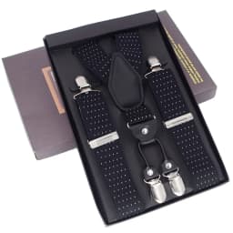 Man Suspenders 4 Clips Braces Black Leather Suspenders Adjustable Belt Strap Trousers Suspensorio Father Gifts Ligas