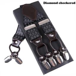 New Men's Suspenders 6clips Fashion Braces Leather Casual Suspensorios Adjustable Belt Strap High Quality Tirantes