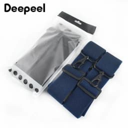1Pc Deepeel 5*120cm New Fashion Wide Men's Suspender Pants Black Hook Buckle 4 Clip Stretch Male Jockstrap Work Braces Accessory