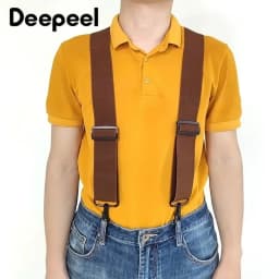 1Pc Deepeel 5*120cm New Fashion Wide Men's Suspender Pants Black Hook Buckle 4 Clip Stretch Male Jockstrap Work Braces Accessory