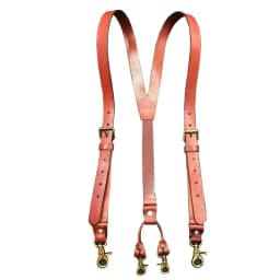 2.4*145CM Vintage Leather Men's Suspenders 4-Hook Y-Back Suspenders For Men's Pants Braces Man Women Men's Slip Suspender