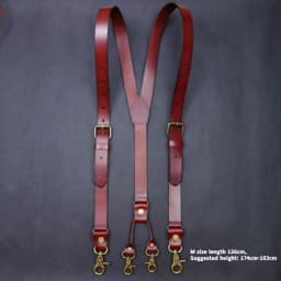2.4*145CM Vintage Leather Men's Suspenders 4-Hook Y-Back Suspenders For Men's Pants Braces Man Women Men's Slip Suspender