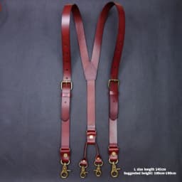 2.4*145CM Vintage Leather Men's Suspenders 4-Hook Y-Back Suspenders For Men's Pants Braces Man Women Men's Slip Suspender
