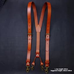 2.4*145CM Vintage Leather Men's Suspenders 4-Hook Y-Back Suspenders For Men's Pants Braces Man Women Men's Slip Suspender