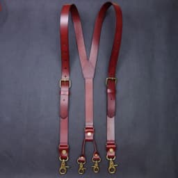 2.4*145CM Vintage Leather Men's Suspenders 4-Hook Y-Back Suspenders For Men's Pants Braces Man Women Men's Slip Suspender