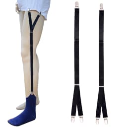 1 Pair Shirt Stays Holders for Men Military Police Adjustable Elastic Leg Suspenders Straps Non Slip Shirt Tucker Sock Garters