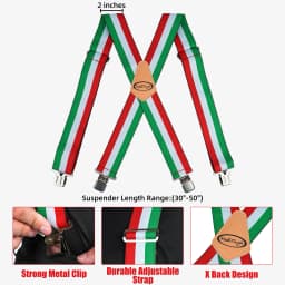 MELOTOUGH Men's Suspenders Clip Heavy Duty Braces for men Big and Tall Work suspenders Elastic Suspenders for Pants Mexican Flag